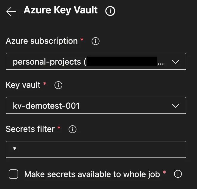 Azure Key Vault pipeline task.