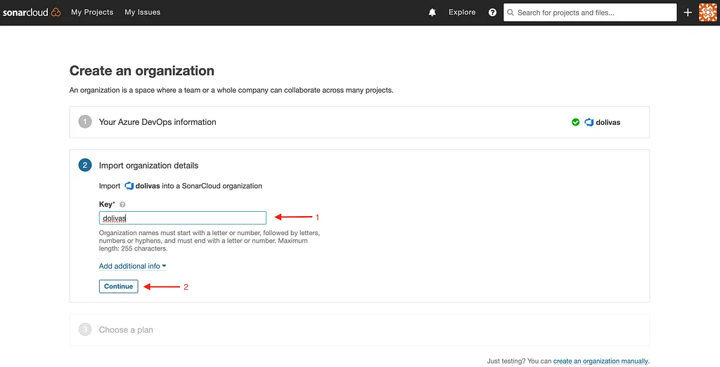 Add an Azure DevOps organization to SonarCloud, part 2.