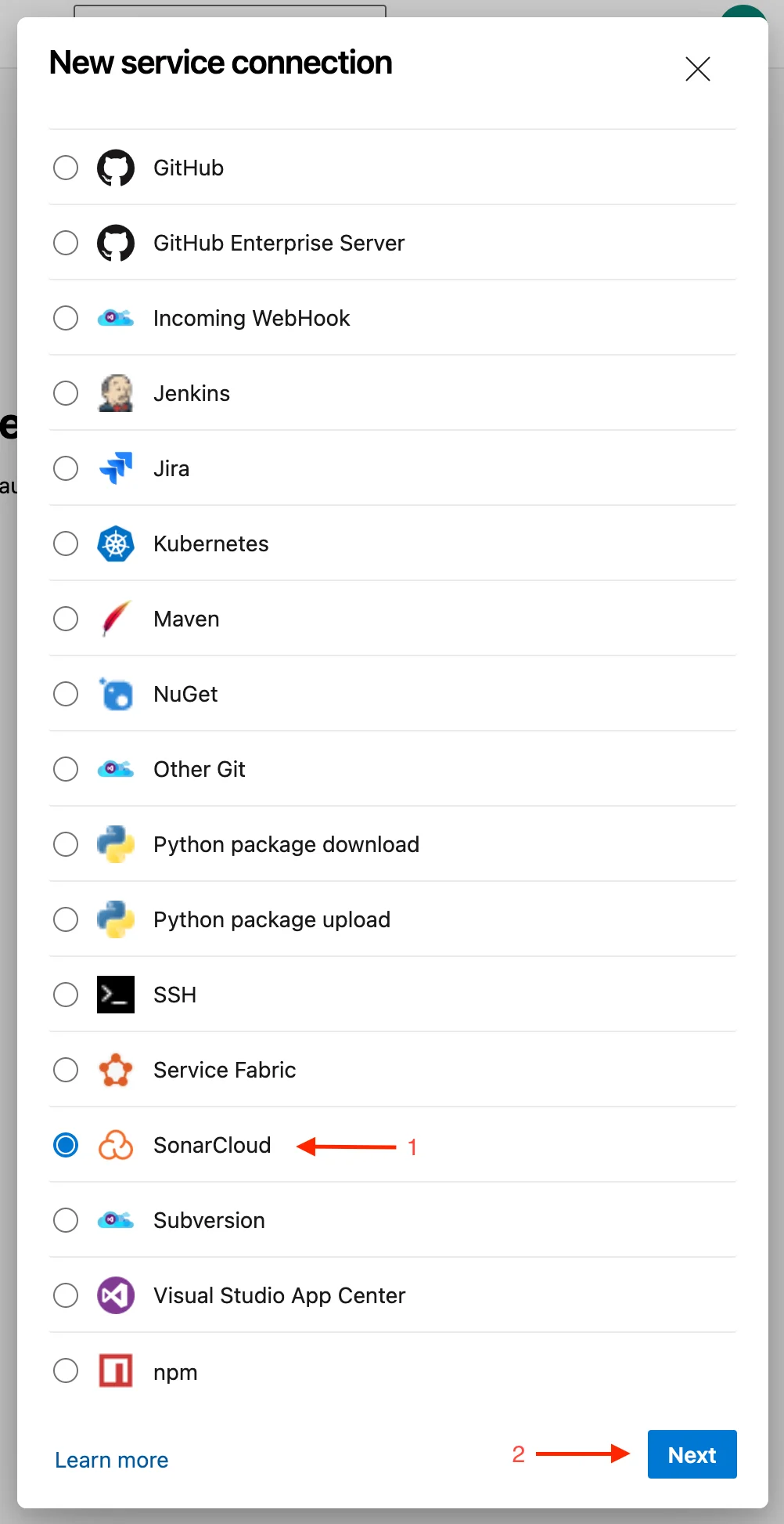 Create a Service Connection in Azure DevOps, part 2.