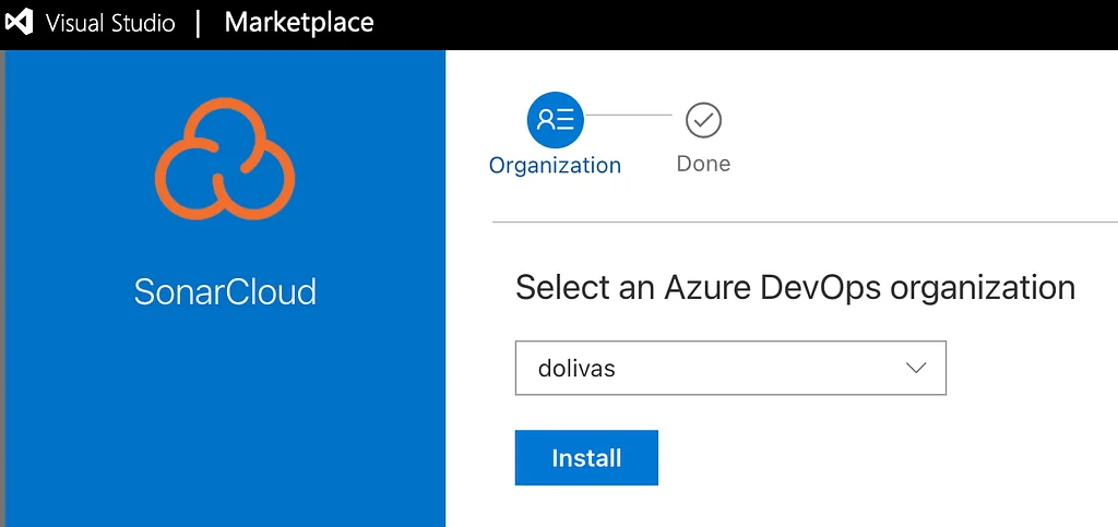 Install SonarCloud extension for Azure DevOps.