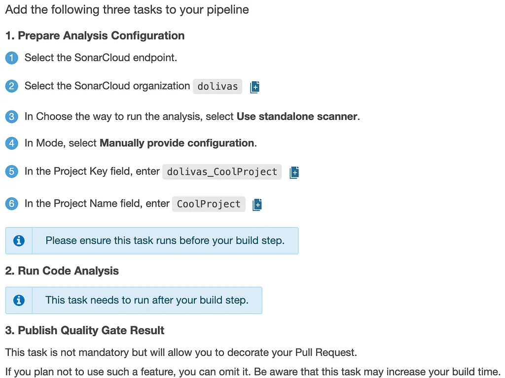 Steps to run SonarCloud analysis from an Azure Pipeline.