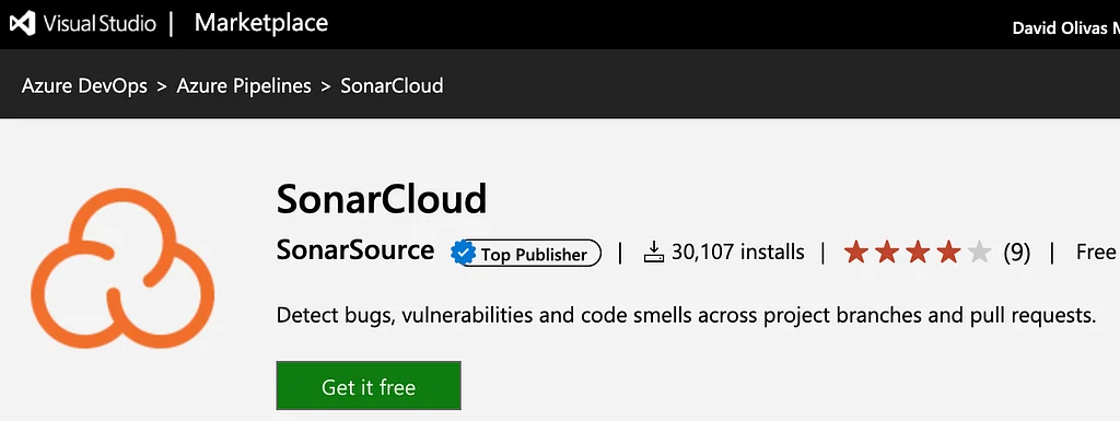 SonarCloud extension for Azure DevOps.